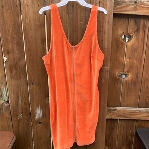 Orange Corduroy Zip-Up Fall Dress Womens Size XXL Fall Outfit